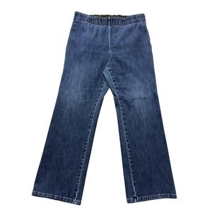 Soft Surroundings Jeans Womens L Petite Blue High Rise Straight‎ Pull-On Stretch